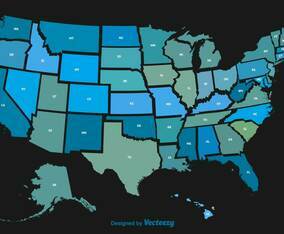 North America State Outlines Vector Map