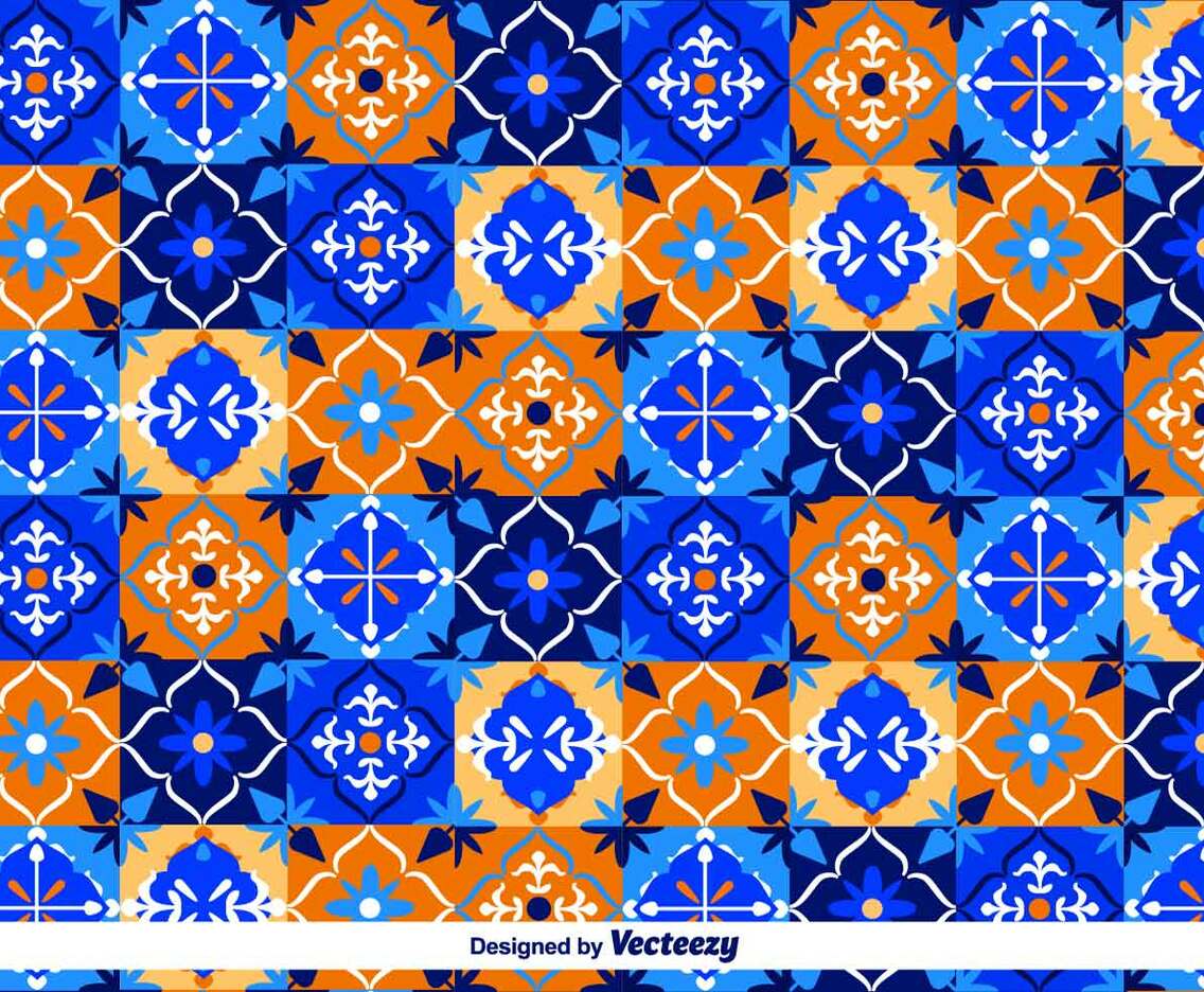 Blue Talavera Vector Pattern