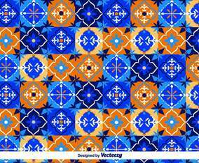 Blue Talavera Vector Pattern