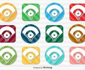 Vector Set Of Baseball Field Icon Buttons