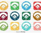 Vector Set Of Baseball Field Icon Buttons