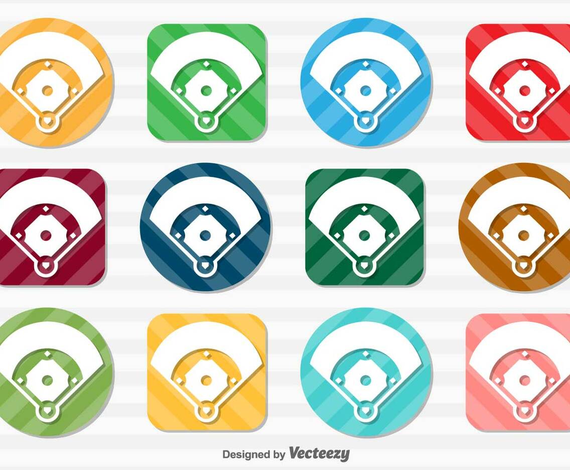 Vector Set Of Baseball Field Icon Buttons