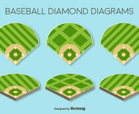 Vector Set Of Baseball Fields Elements