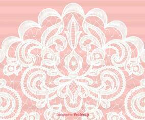 Vector White Lace Texture On Pink Background