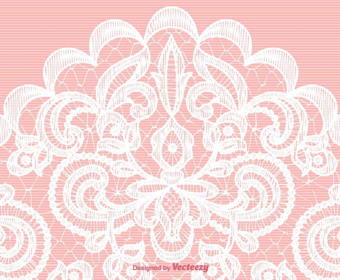 Vector White Lace Texture On Pink Background