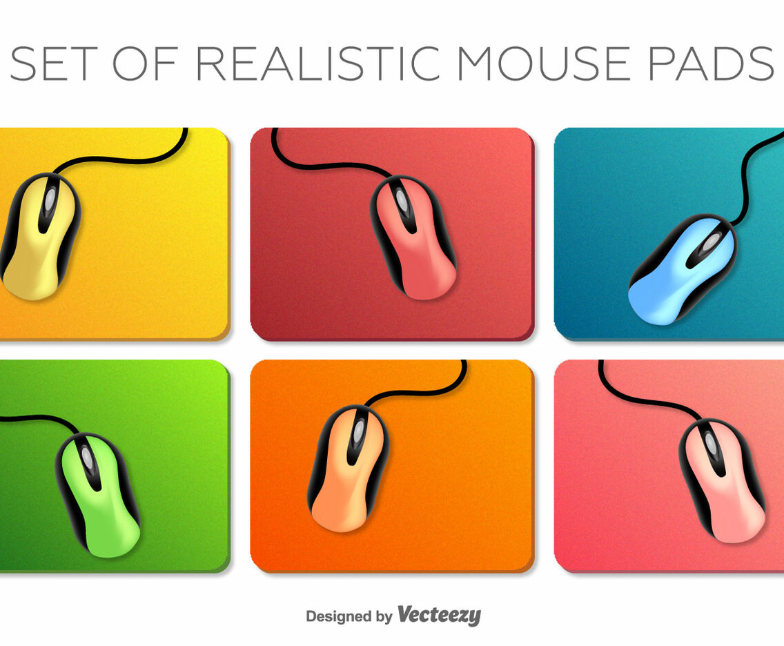 Vector Set Of Realistic Mouse On A Mouse Pad Elements