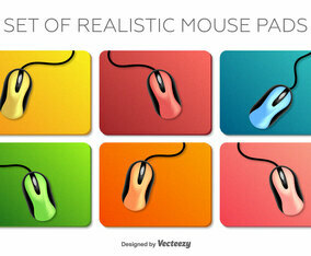 Vector Set Of Realistic Mouse On A Mouse Pad Elements