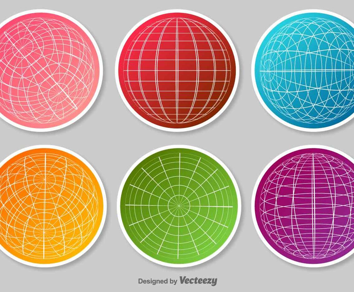Set Of Globe Grid Vector Stickers