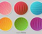 Set Of Globe Grid Vector Stickers
