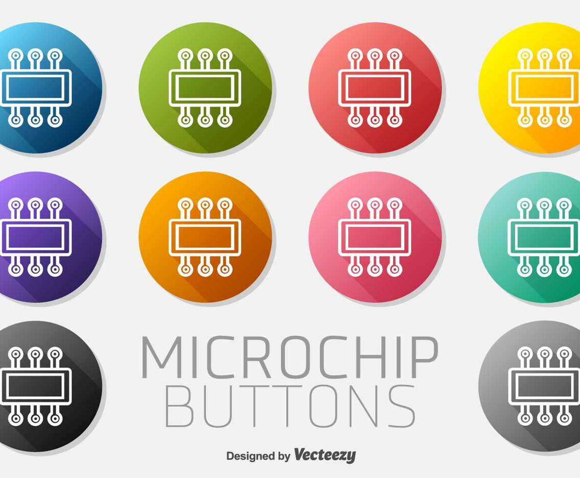 Microchip Icon Buttons Vector Set