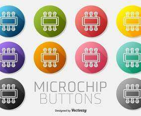 Microchip Icon Buttons Vector Set
