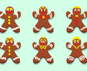 Lebkuchen Gingerbread Characters Vector