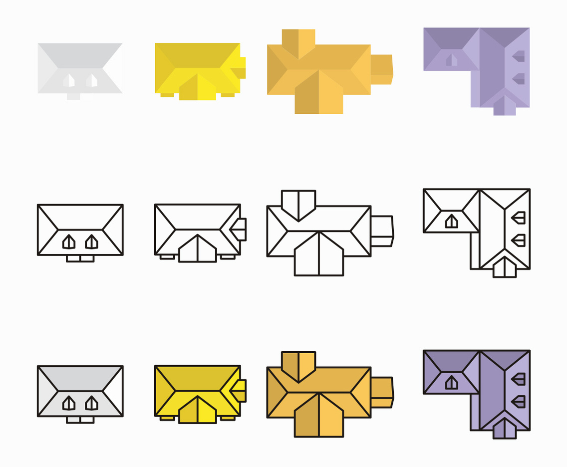 Purple and Yellow Rooftops Vector Design