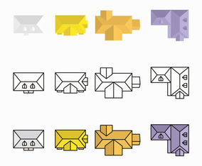 Purple and Yellow Rooftops Vector Design