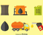 Oil And Gasoline Flat Icons