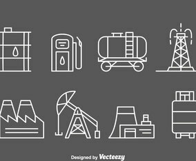Oil Industry Line Icons
