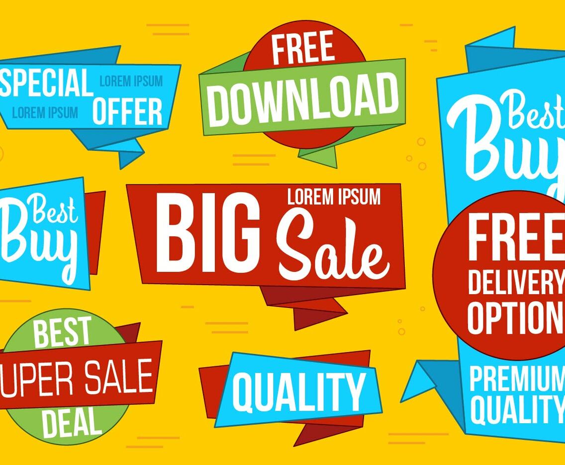 Free Origami Vector Label Set