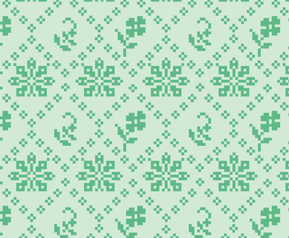 Stitching Green Floral Pattern