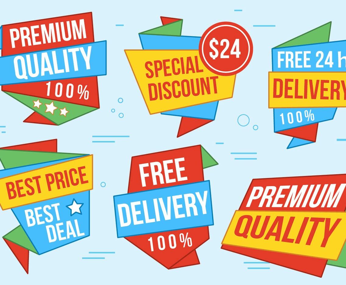 Free Origami Design Vector Labels