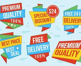 Free Origami Design Vector Labels