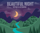 Free Beautiful Night Vector Landscape