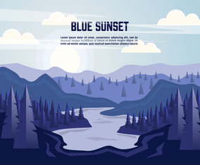 Free Vector Blue Sunset