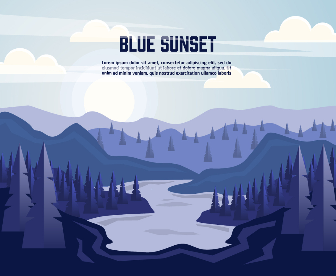 Free Vector Blue Sunset
