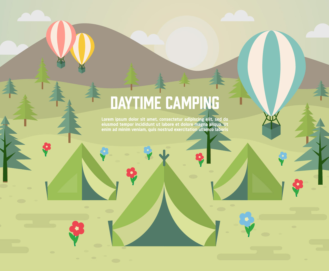 Free Daytime Vector Camping