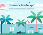 Pink Summer Vector Landscape