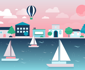 Free City Vector Landscape with lake