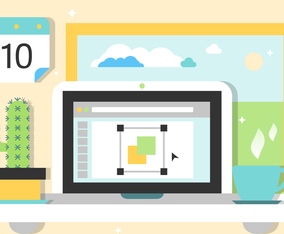 Free Working Desk Vector Illustration