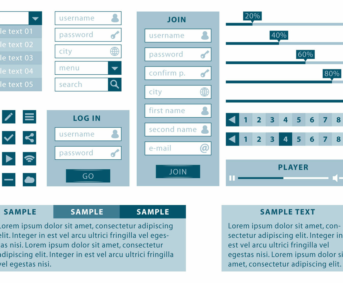 Monochromatic And Minimalist Web Kit