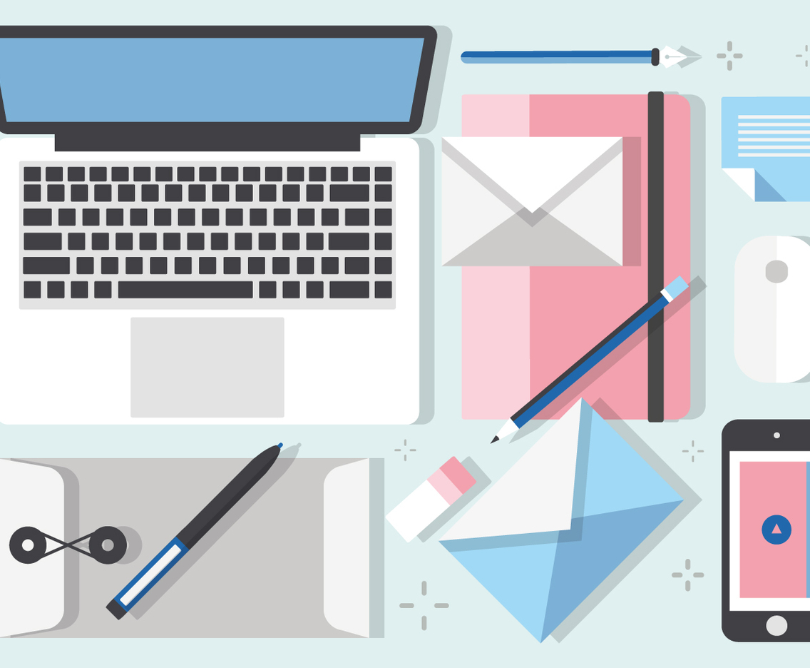 Free Top Viewed Work Space Vector Illustration