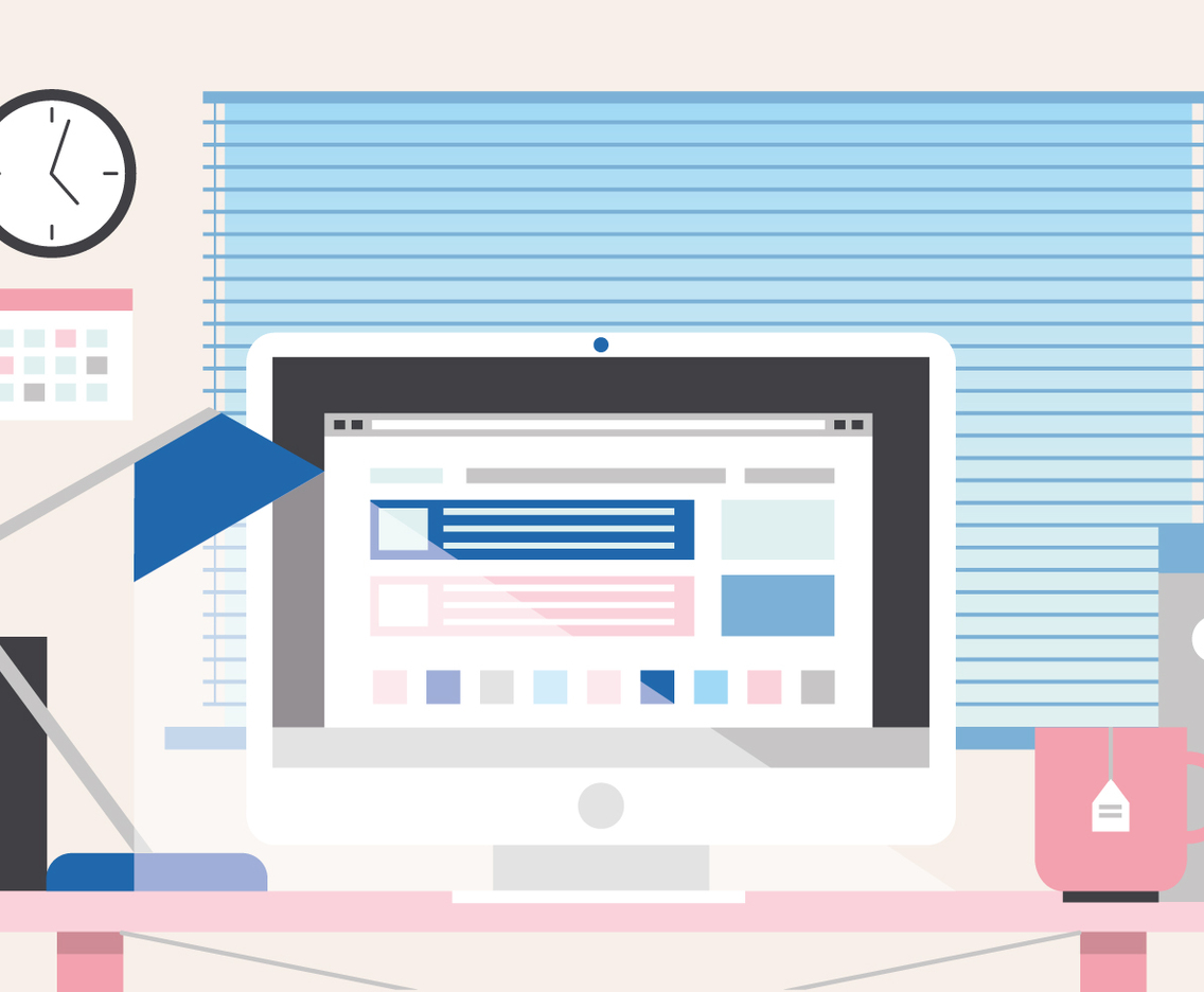 Free Beautiful Work Desk Vector Illustration