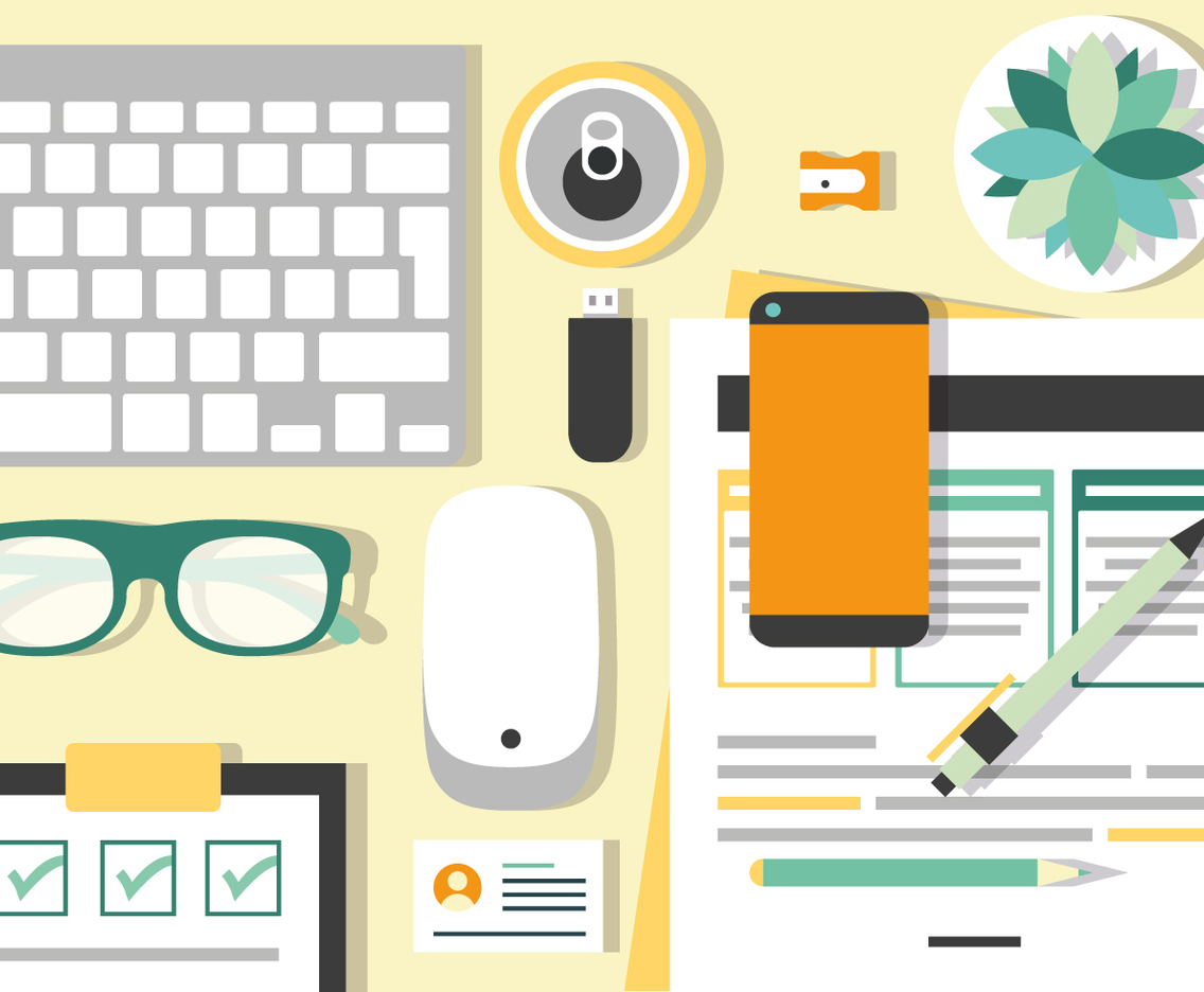 Free Colorful Work Space Illustration