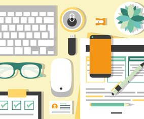 Free Colorful Work Space Illustration