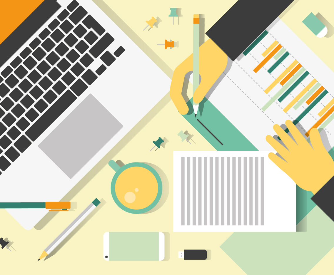 Free Colorful Vector Designers Desk Design