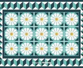 Tiles With Cute Flowers Vector Background