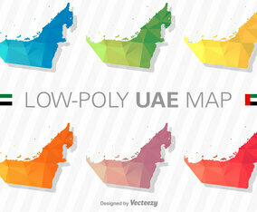 United Arab Emirates Map Silhouette Vector Set