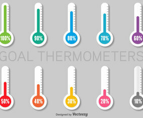 Colorful Infographics Paper Thermometers Set