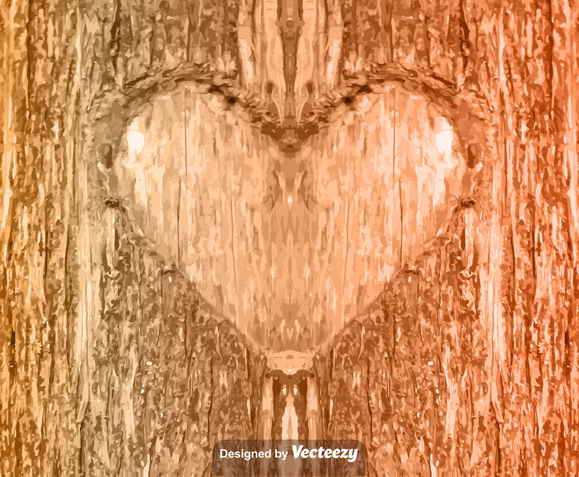 Vector Heart Carved In Tree