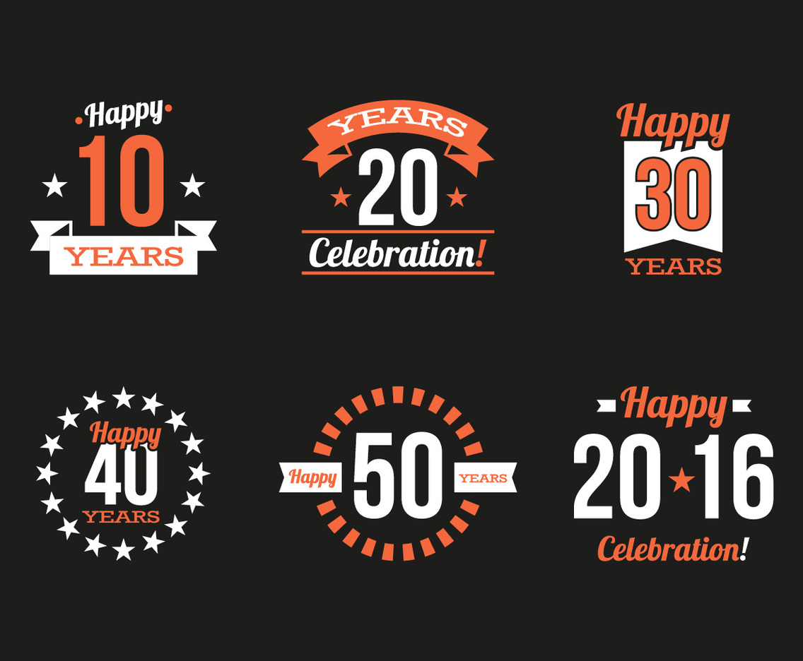 Anniversary Vintage Logos Vector