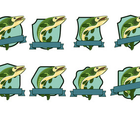 Pike Fish Badge Vector