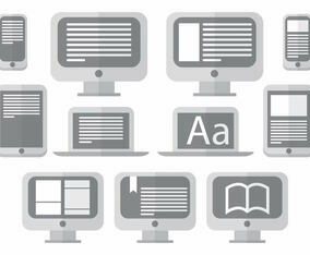 E Reader Icon Set