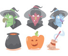Witch and Halloween Vector Set