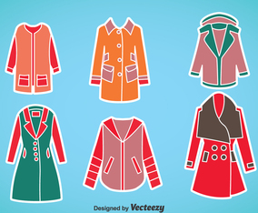 Woman Winter Coat Vector Set