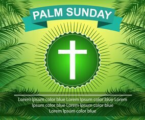 Template Palm Sunday Green Palm Leaf