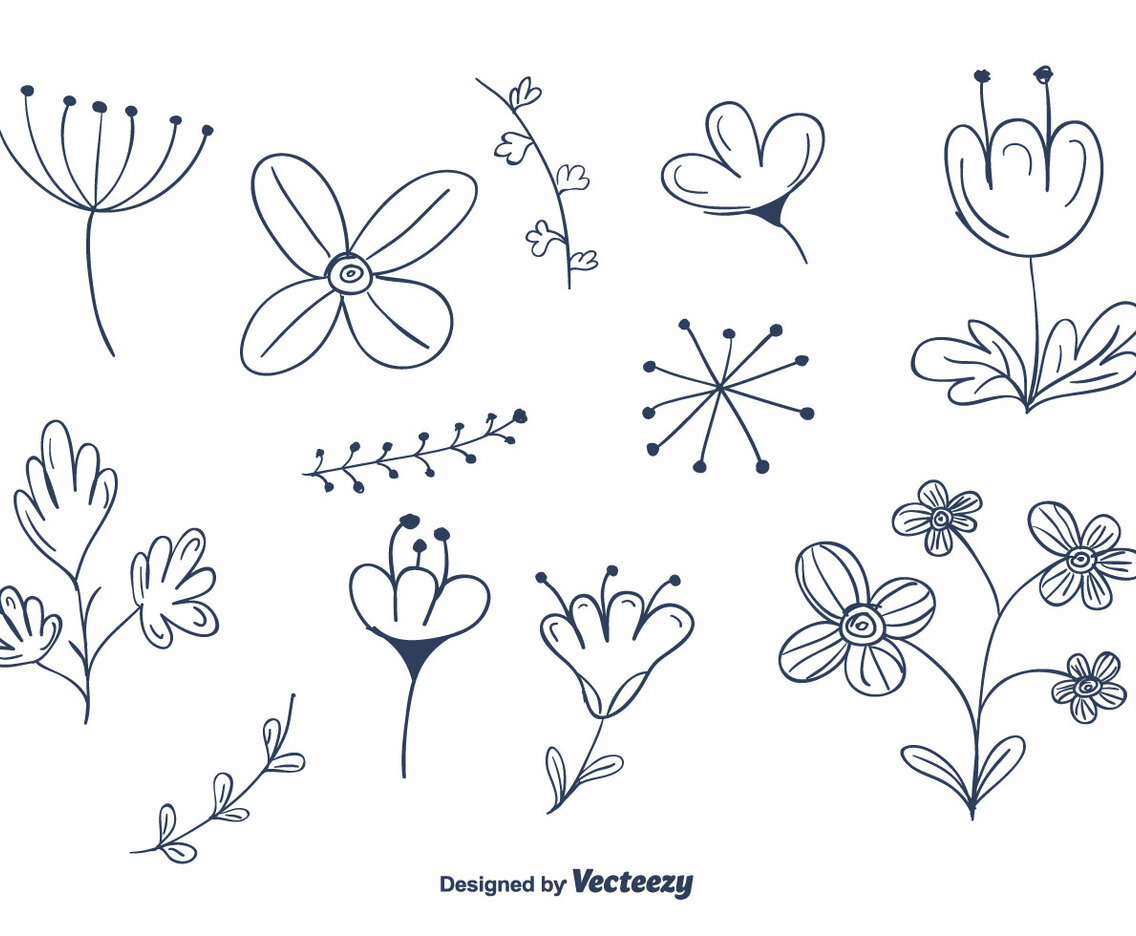 Doodle Flower Vector Set