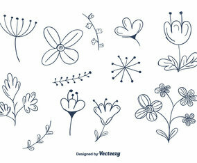 Doodle Flower Vector Set