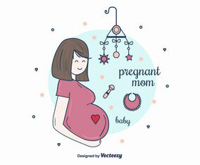 Happy Pregnant Mom Vector